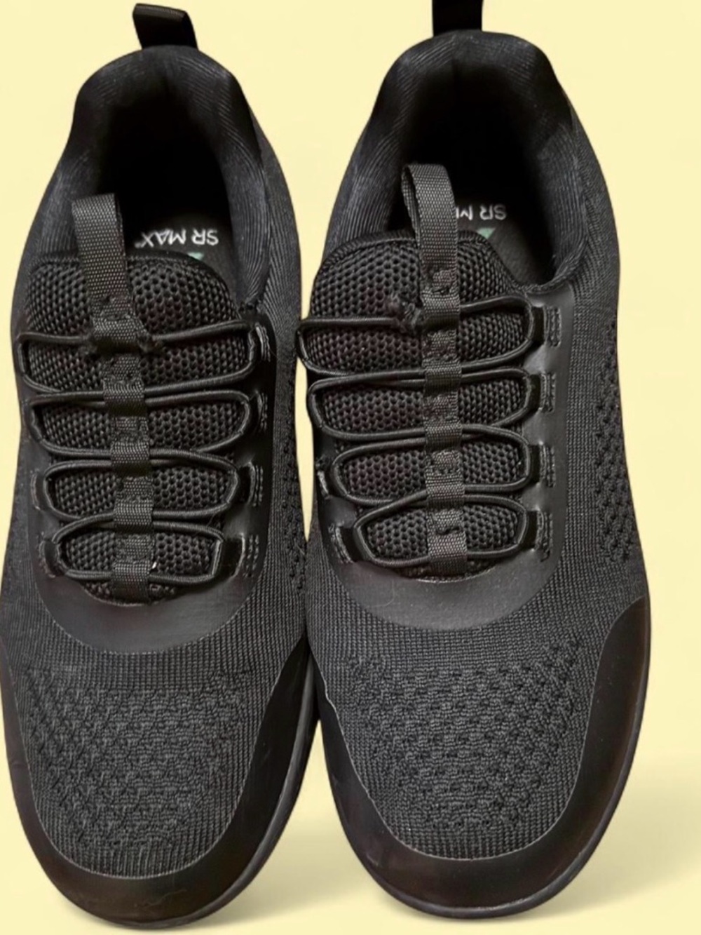 SR Max Black Knit Slip-On Sneaker with Green Logo
